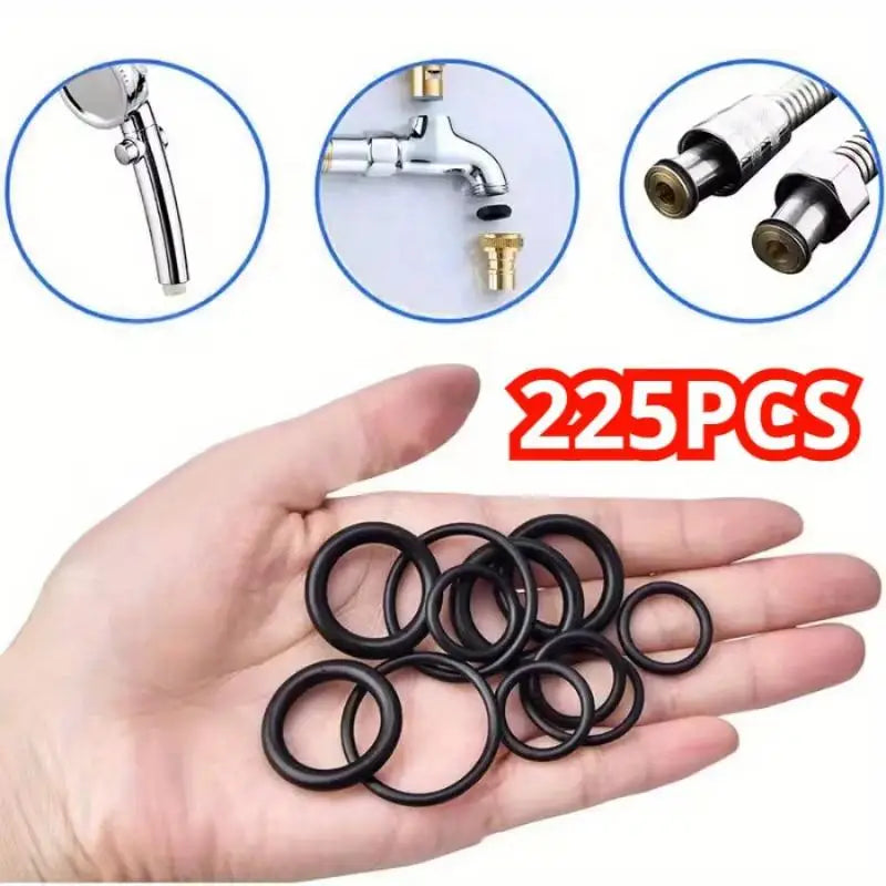 New 225PCS/Bag Black Rubber O Ring Assortment Washer Gasket Sealing O-Ring Kit 18 Sizes For Faucet Hose Connector Sealing Valve Peaceful Pleasures Health and Wellness