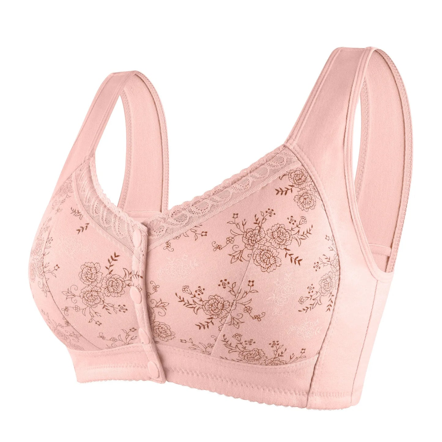 Mother Front Open Buckle Bra Underwear Brassiere Large Size Bra Without Steel Ring Thin Section Vest Type Mom breathable Brassie Peaceful Pleasures Health and Wellness Pink 48