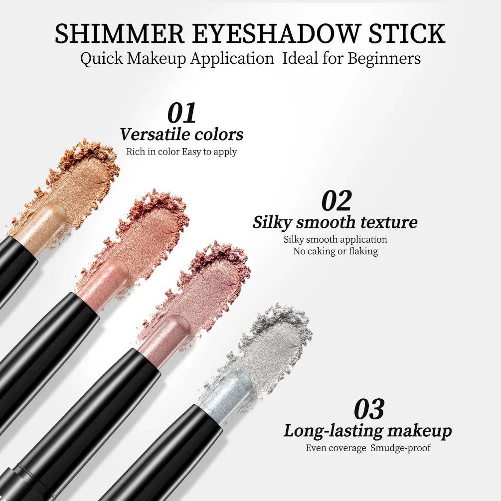 QIBEST Pearlescent Eyeshadow Stick Lasting Glitter Shimmer Colorful Eye Shadow Pencil Makeup Highlighter Brighten Lying Silkworm Peaceful Pleasures Health and Wellness