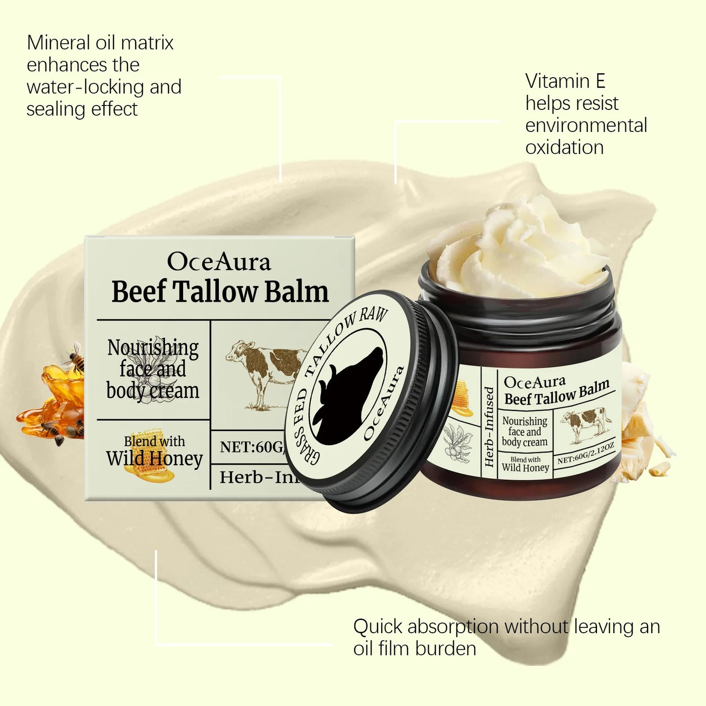 OceAura Butter & Honey Facial Moisturizing Cream 60g