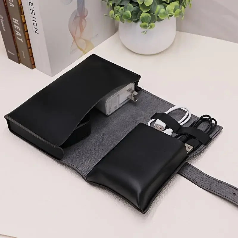 PU Leather Multi-Compartment Travel Organizer for Cables & Chargers Travel Organizer Case Peaceful Pleasures Health and Wellness