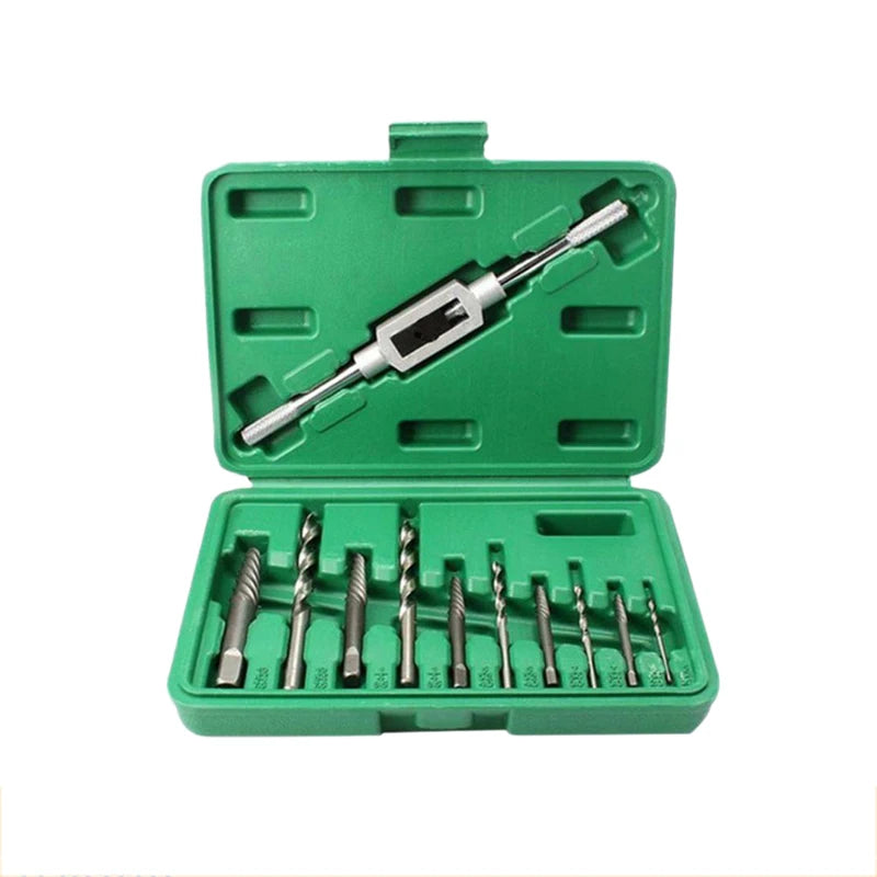 A36T-11Pcs Damaged Screw Extractor Set Remove Stripped Or Broken Screws Bolt Fastener Easy Out With Right Handed Boring Drill Bi Peaceful Pleasures Health and Wellness Green
