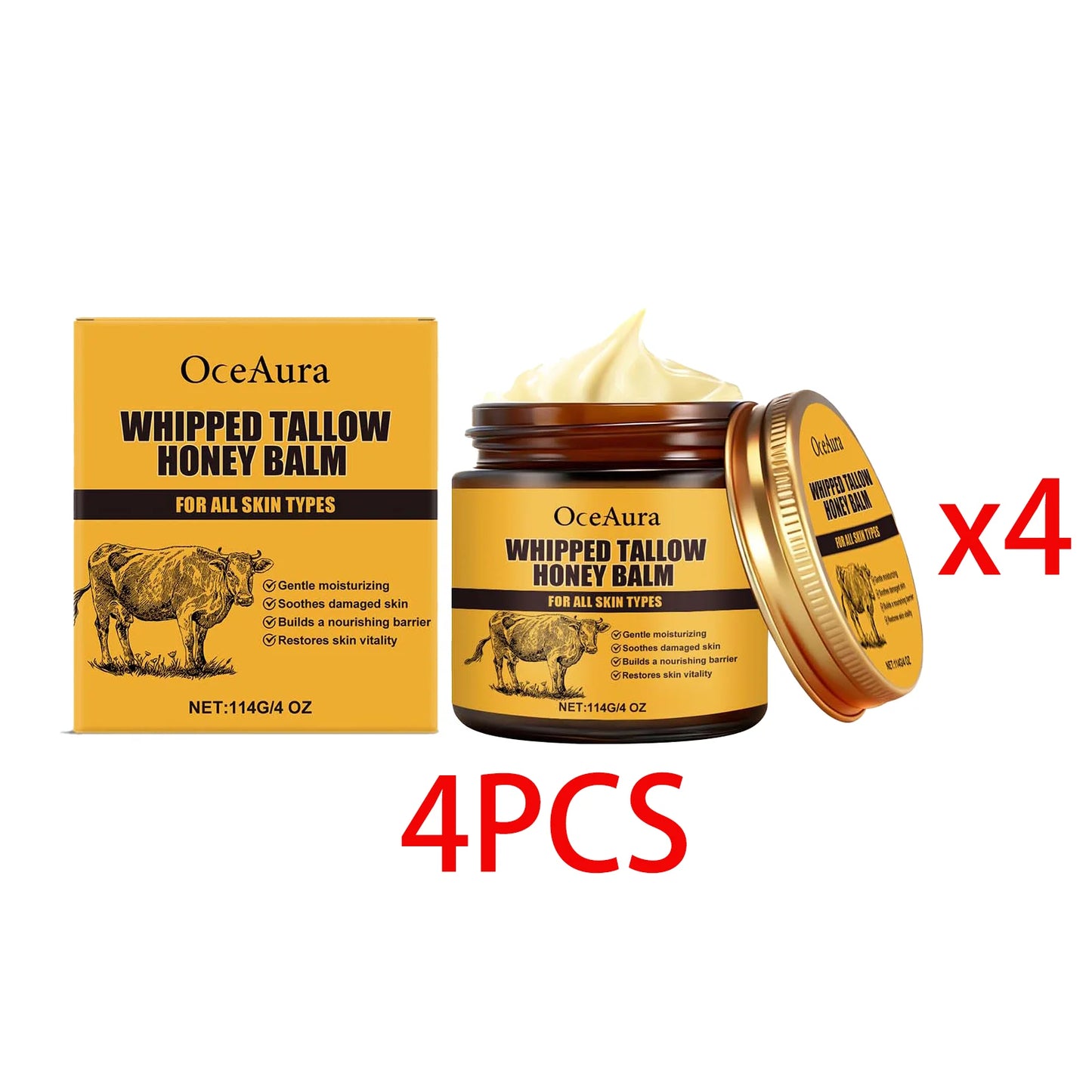 OceAura Beef Tallow & Honey Balm | Deep Hydrating Face Cream