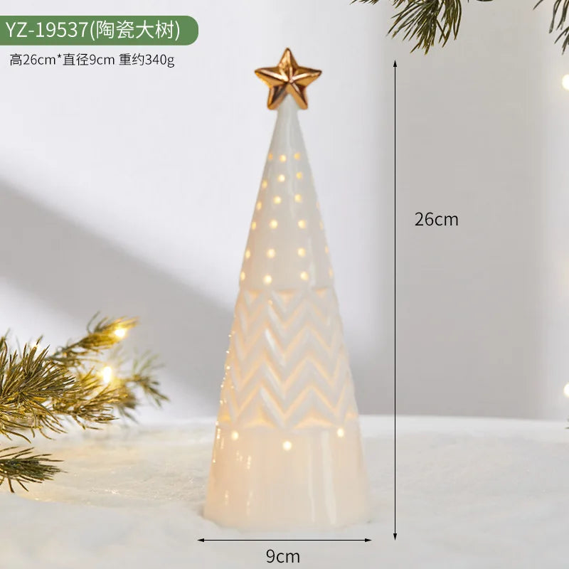 Ceramic Creative Ornaments Small Houses Christmas Decorations Christmas Glowing Snow Houses Home Furnishings INS Ornaments Decor Peaceful Pleasures Health and Wellness YZ-19537