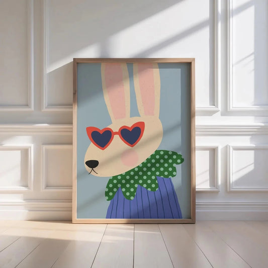 Modern,Cartoon Put On Sunglasses Rabbit Wall Art Print Canvas Painting Poster Picture For Living Room,Kids Room Home Decor Peaceful Pleasures Health and Wellness G4970 40x50cm Unframed