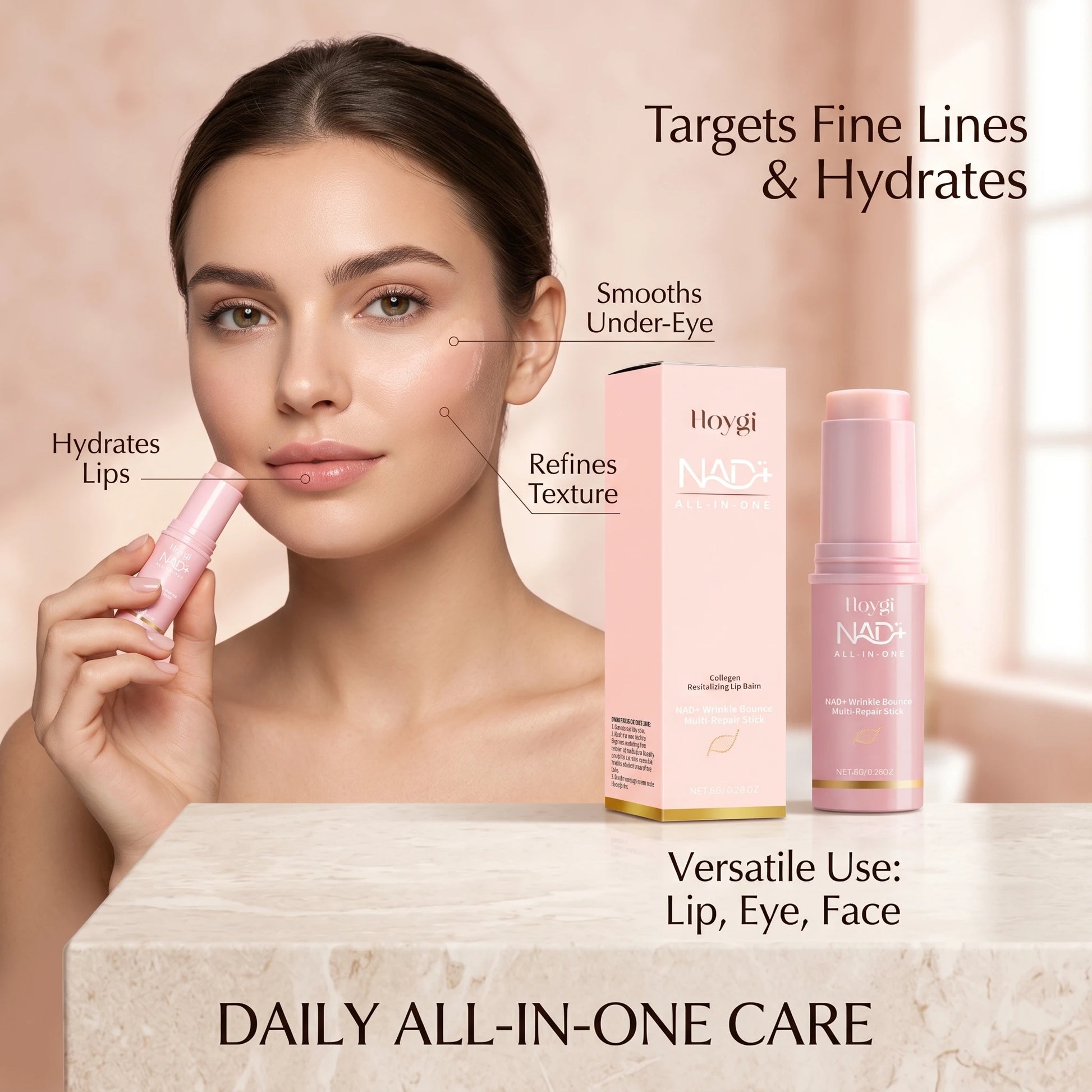 Nad+ Multi-repair Stick for Face & Lips, Hydrating Moisturizing Skin Fade Fine Lines Improve Dullness Skin Brightening Skin Care Peaceful Pleasures Health and Wellness