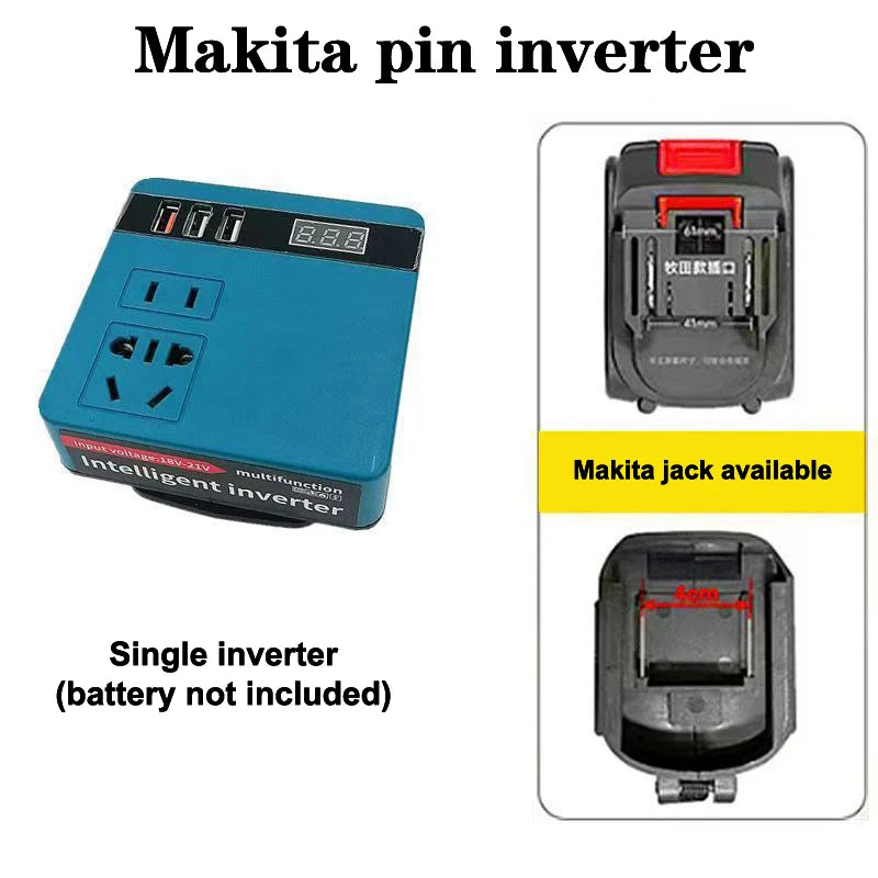 New Multi Function Lithium Battery Inverter DC 18-21V To AC 220V Outdoor Work Inverter With USB Intelligent Fast Charging Peaceful Pleasures Health and Wellness A2