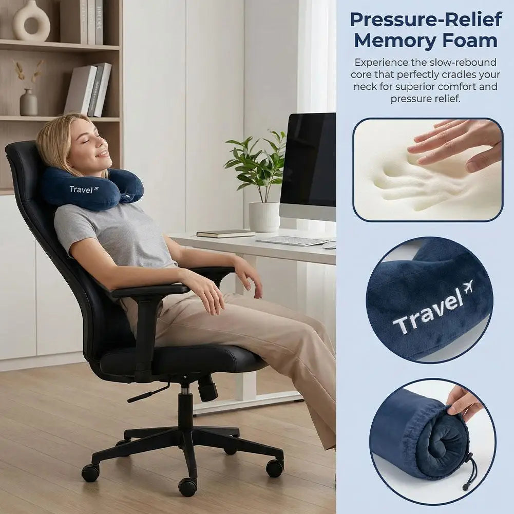 U-Shaped Memory Foam Travel Neck Pillow | Ergonomic Support
