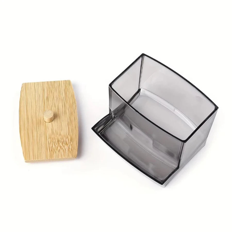 Clear Q-tip Holder & Cotton Ball Dispenser – 10oz Apothecary Jar Bathroom Organizer