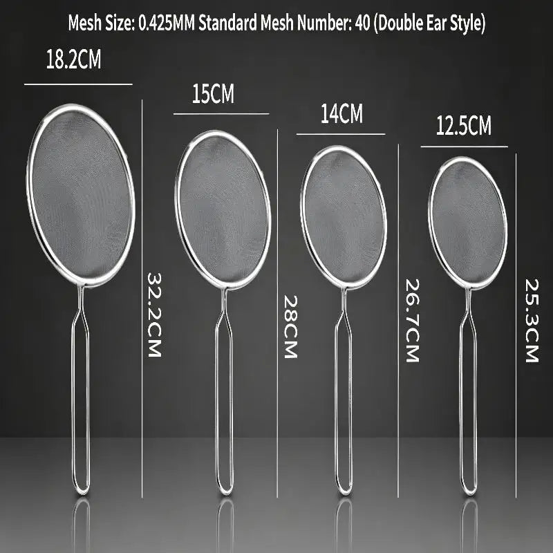 SUS 304 Fine Mesh Kitchen Strainer Set | Non-Slip Handle, 3 Sizes Fine Mesh Strainer Set Peaceful Pleasures Health and Wellness
