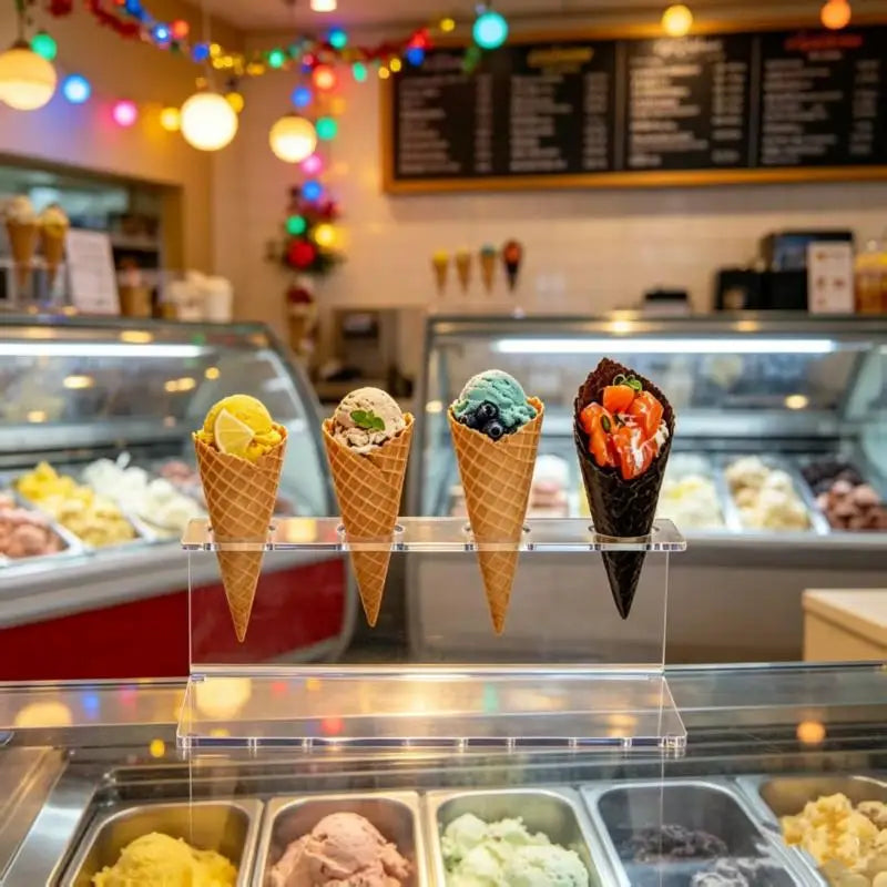Clear Acrylic Ice Cream Cone Holder & Party Dessert Stand
