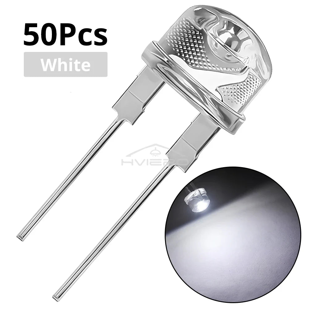 50Pcs 8mm Straw Hat LED Diode Beads – 6 Colors | DIY Lighting