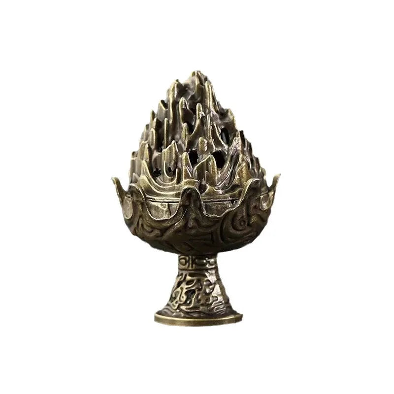Creative Vintage Hollow Out Metal Incense Burner Holder Exquisite Hill Shape Incense Burner For Yoga Home tea ceremony ornaments Peaceful Pleasures Health and Wellness Boshan furnace