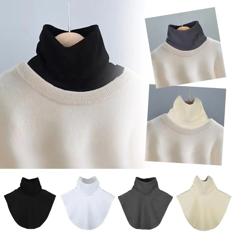 Women's Detachable Turtleneck False Collar – Elastic Knit Neck Cover