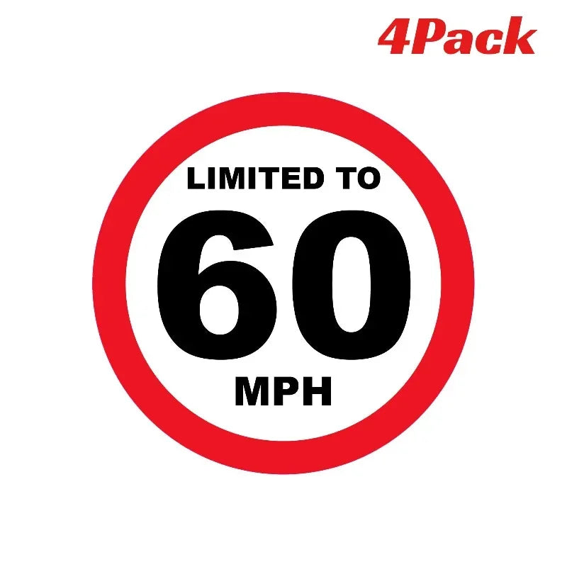 4Pack 80mm LIMITED TO 60 Speed Restriction Car Sticker Peaceful Pleasures Health and Wellness Default Title
