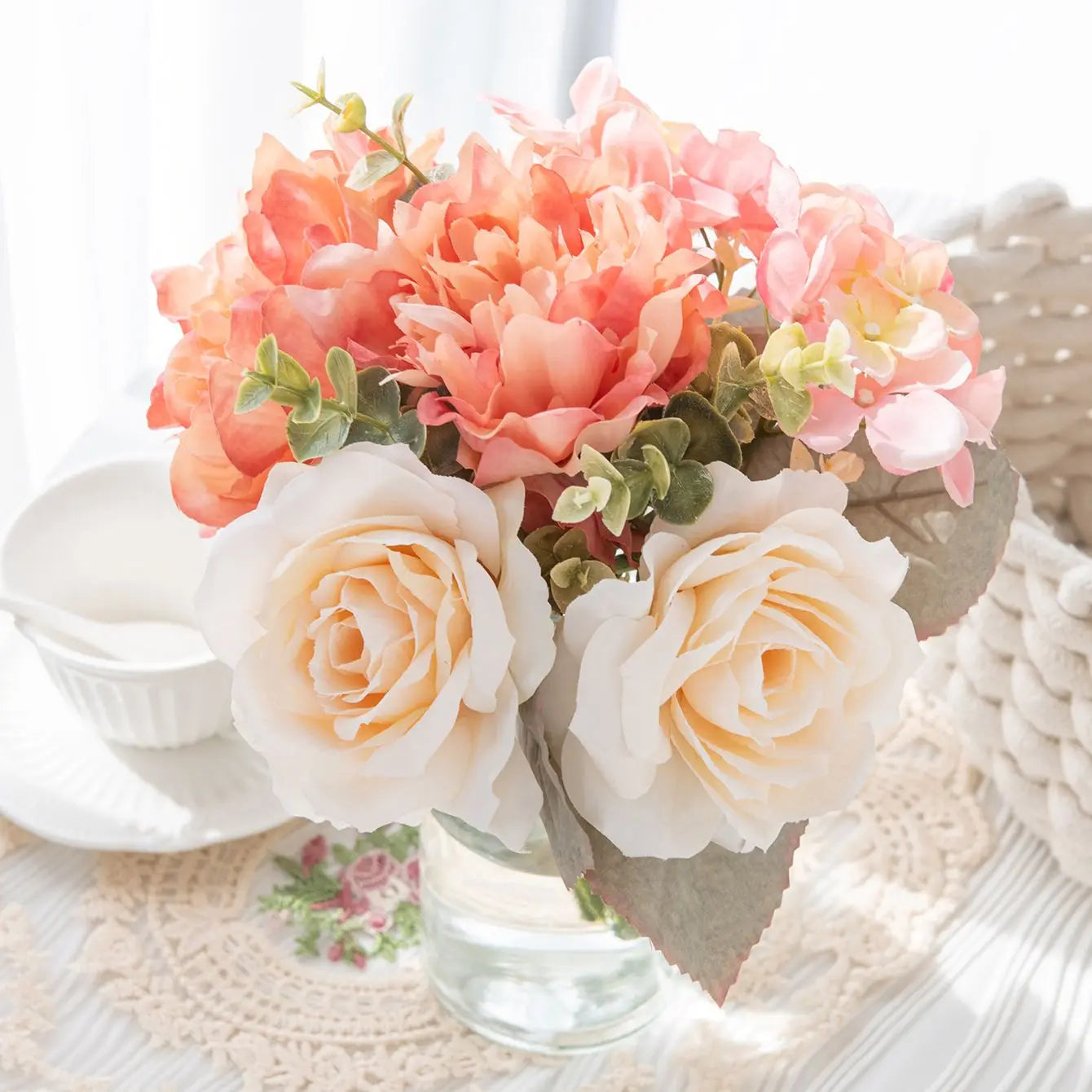 Artificial Silk Rose Peony Bouquet | Wedding & Home Decor