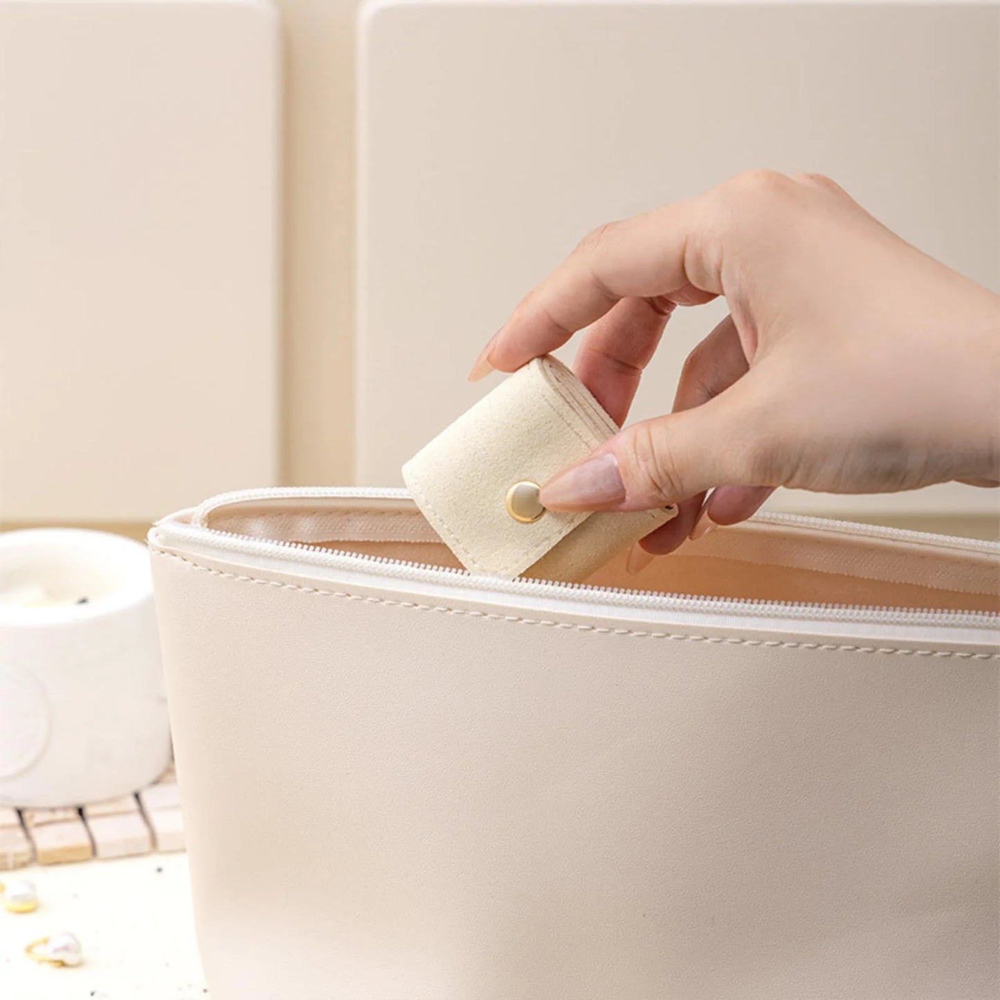 Compartmented Jewelry Bag Ring Necklaces Earrings Organizer Bag Small Accessories Simple and Portable Travel Jewelry Storage Bag Peaceful Pleasures Health and Wellness
