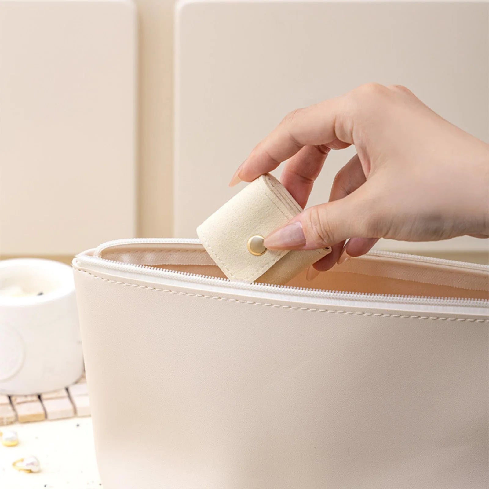 Compartmented Jewelry Bag Ring Necklaces Earrings Organizer Bag Small Accessories Simple and Portable Travel Jewelry Storage Bag Peaceful Pleasures Health and Wellness