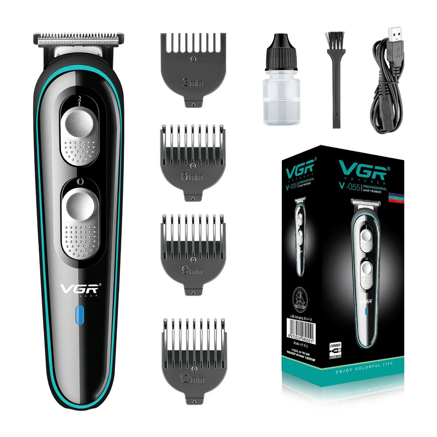 VGR 055 Electric Hair Clipper Household Convenient Electric Push Cutting Oil Head Carving Stainless Steel Knife Head Hair Trimmi Peaceful Pleasures Health and Wellness USB