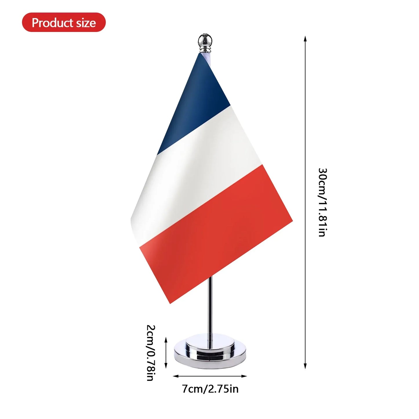 France Table Flag with Stand | 14x21cm Desktop Desk Flag