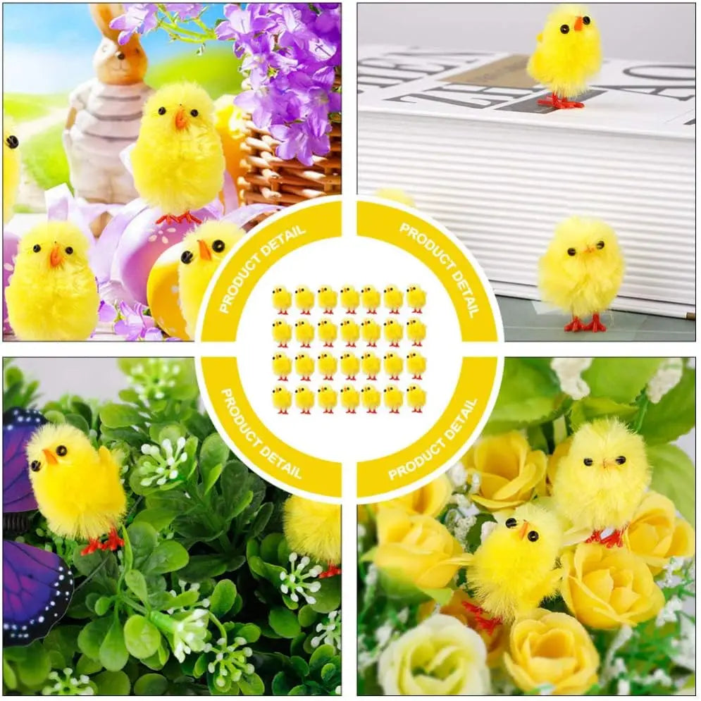 Mini Easter Chicks Flocked Figurines 24–216 PCS | Spring Decor