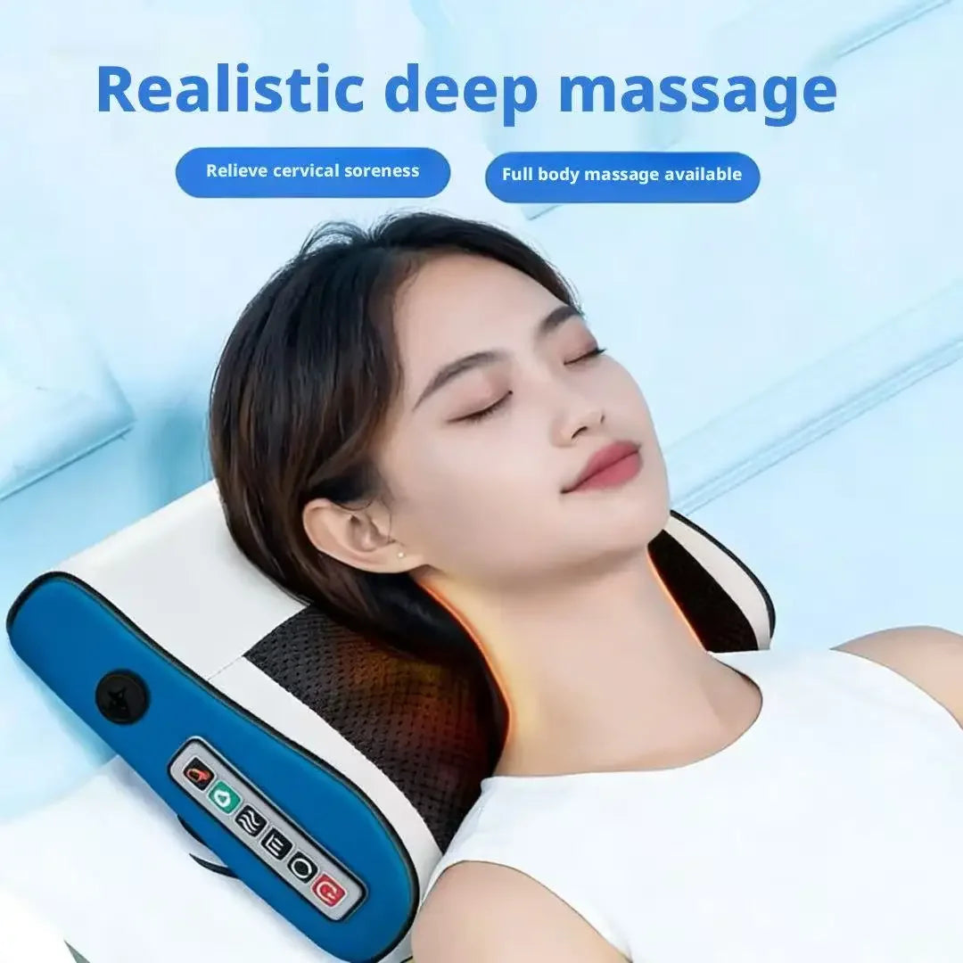 Intelligent Cervical Massage Pillow with Simulated Hand Massage Multifunctional Hot Compress Soothing Kneading for Neck Shoulder Peaceful Pleasures Health and Wellness