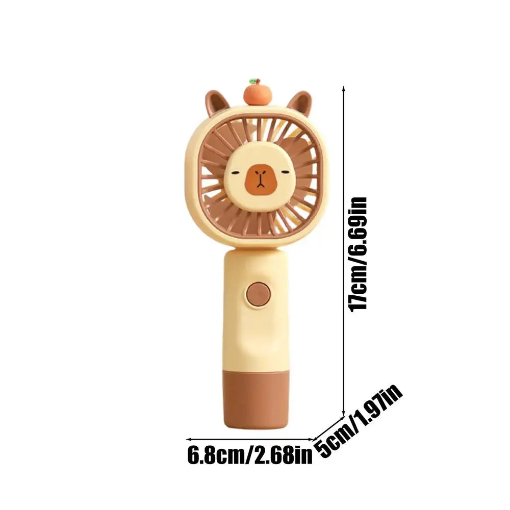 Capybara Handheld Mini Fan – 5-Speed USB Rechargeable Fan