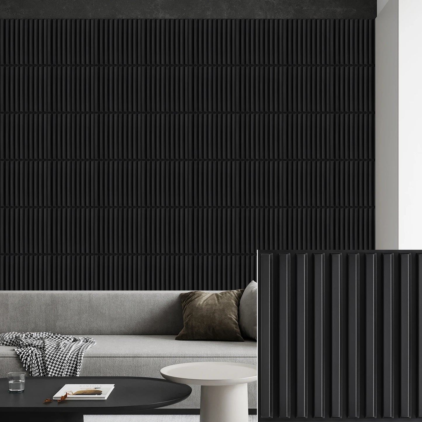 20/30pcs 3D pvc wall panels for indoor wall decoration, for living room hall bedroom hotel office,including tape Peaceful Pleasures Health and Wellness black 20pcs