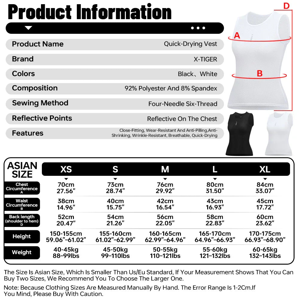 X-TIGER Women's Sleeveless Cycling Base Layer Vest | Quick Dry
