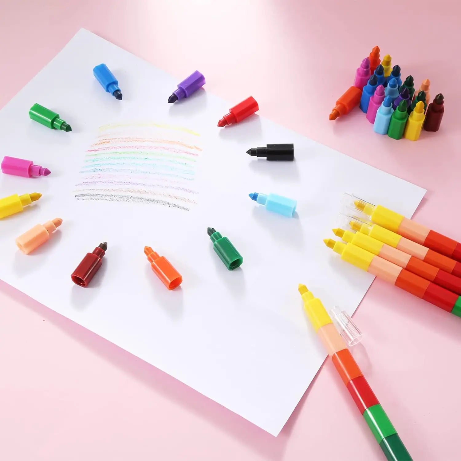 Colorful Stacking Crayons Stackable Buildable Crayons for School Office Supplies, DIY Rainbow Pencil,12 Colors Peaceful Pleasures Health and Wellness