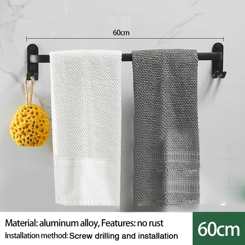 Wall-Mounted Aluminum Towel Rack | 1, 2 & 3 Bar Options