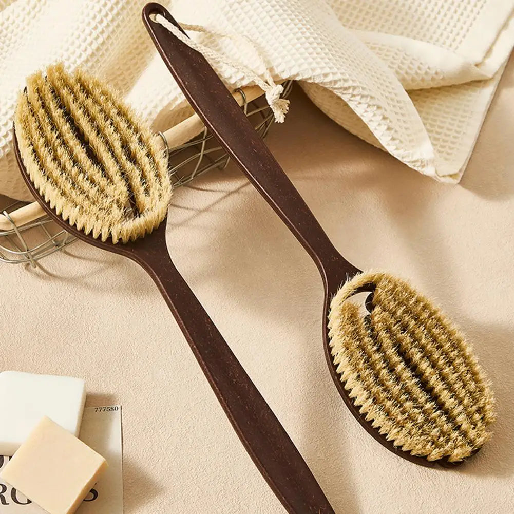 Long Handle Back Scrubber with Natural Coconut Bristles – Dry Brushing, Exfoliation & Circulation Body Brush Peaceful Pleasures Health and Wellness