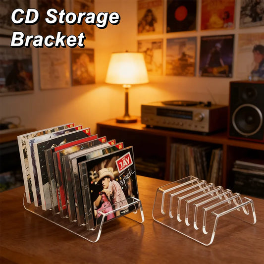 Vinyl Record & CD Storage Rack – Clear Vintage Organizer Media Storage Rack Peaceful Pleasures Health and Wellness