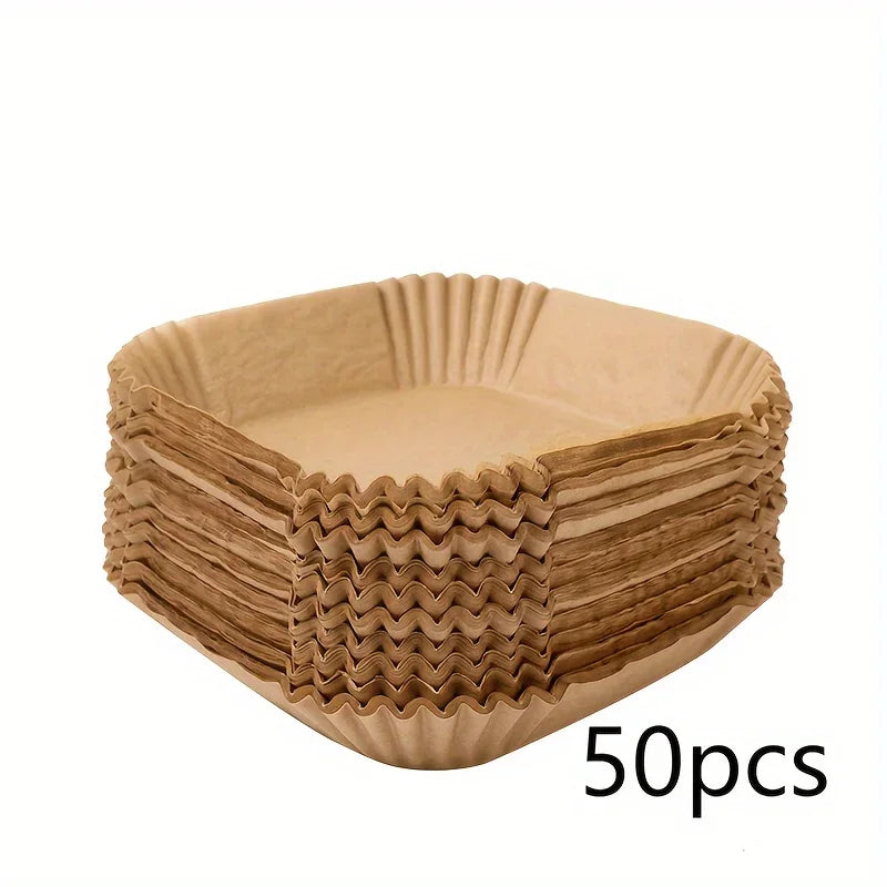Square Air Fryer Parchment Liners 50/100 Pack | Non-Stick