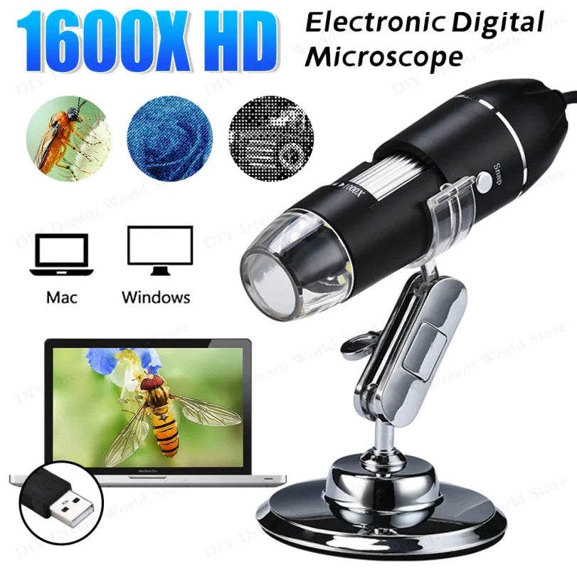 1600X USB Digital Microscope Camera with LED for Soldering