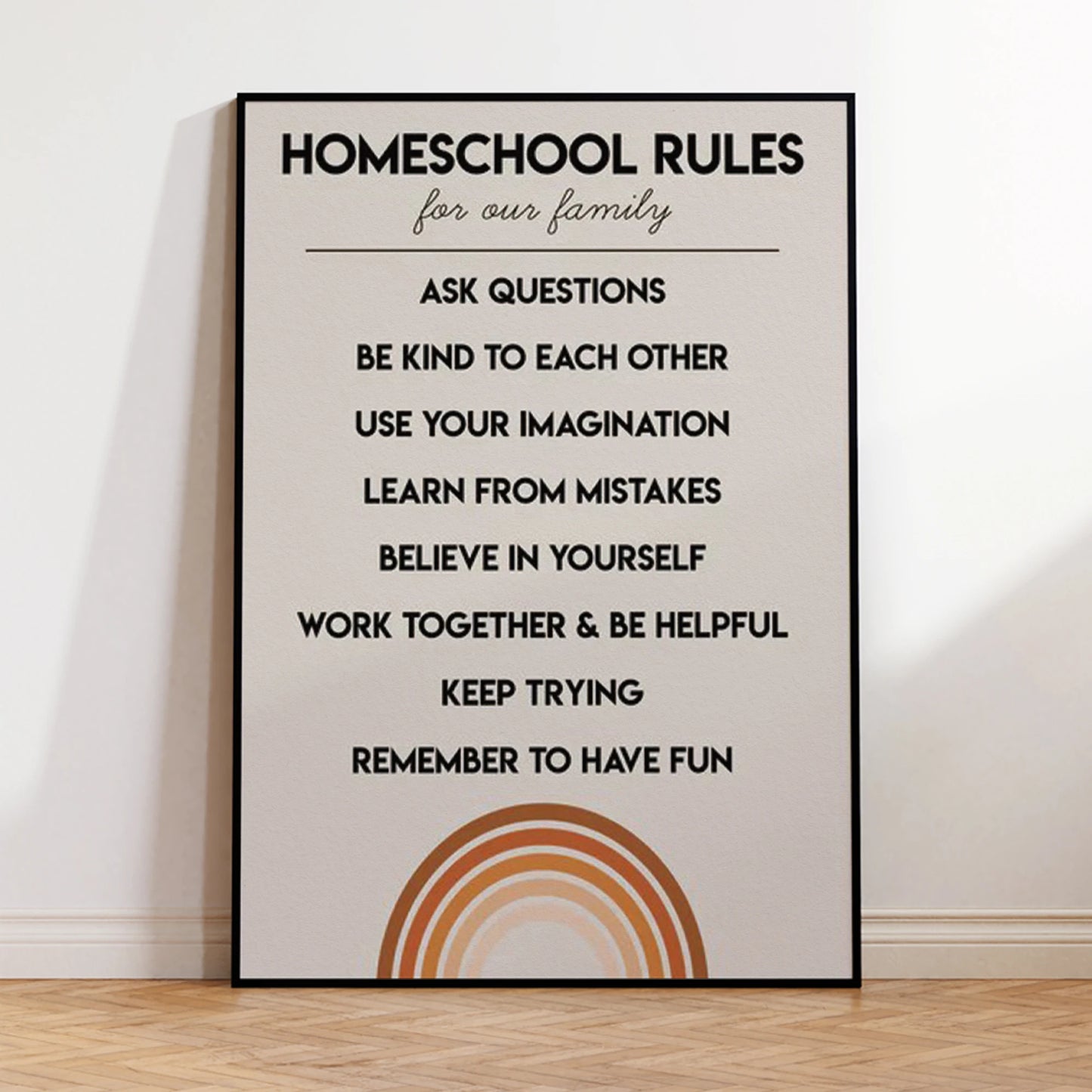Homeschool Rules Canvas Wall Art | Ask Questions Quote Print