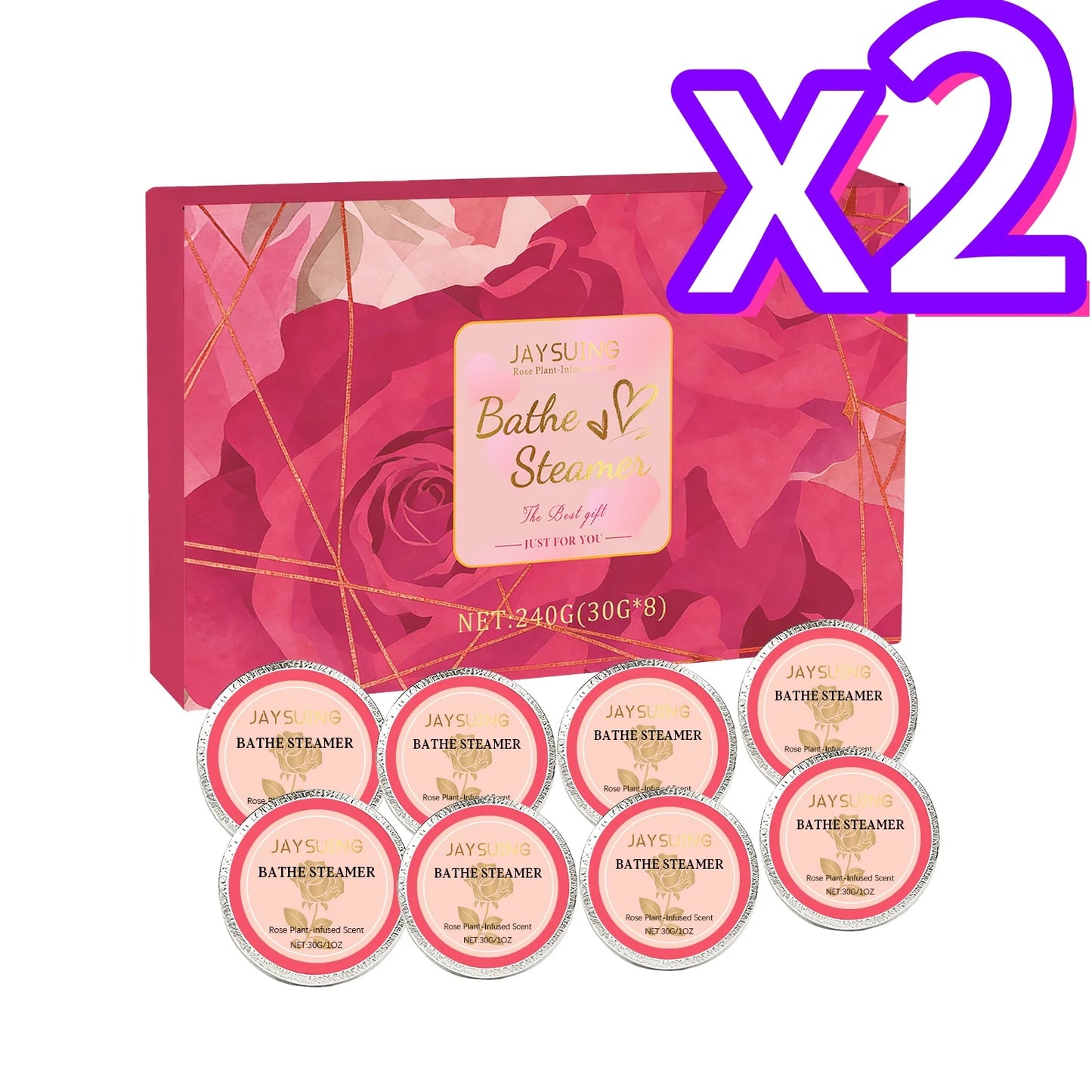 Jaysuing Rose Shower Tablets for Relaxing Bath Experience Peaceful Pleasures Health and Wellness 8pcs Boxed X 2PCS ROSE