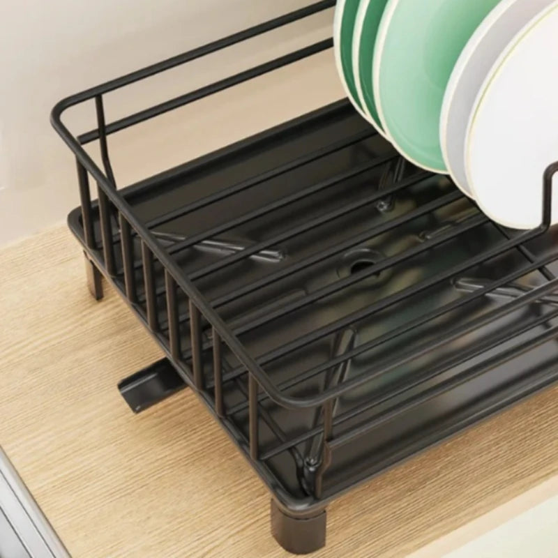 Iron Dish Drying Rack with Utensil Holder & Drainboard | Kitchen