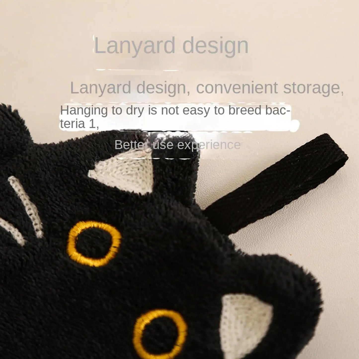 Cute Cat Hand Towel – Coral Fleece Hanging Bathroom Towel