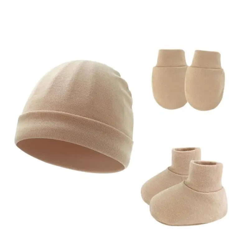 Newborn Baby Hat Gloves & Booties Set – Soft Cotton 0–9M
