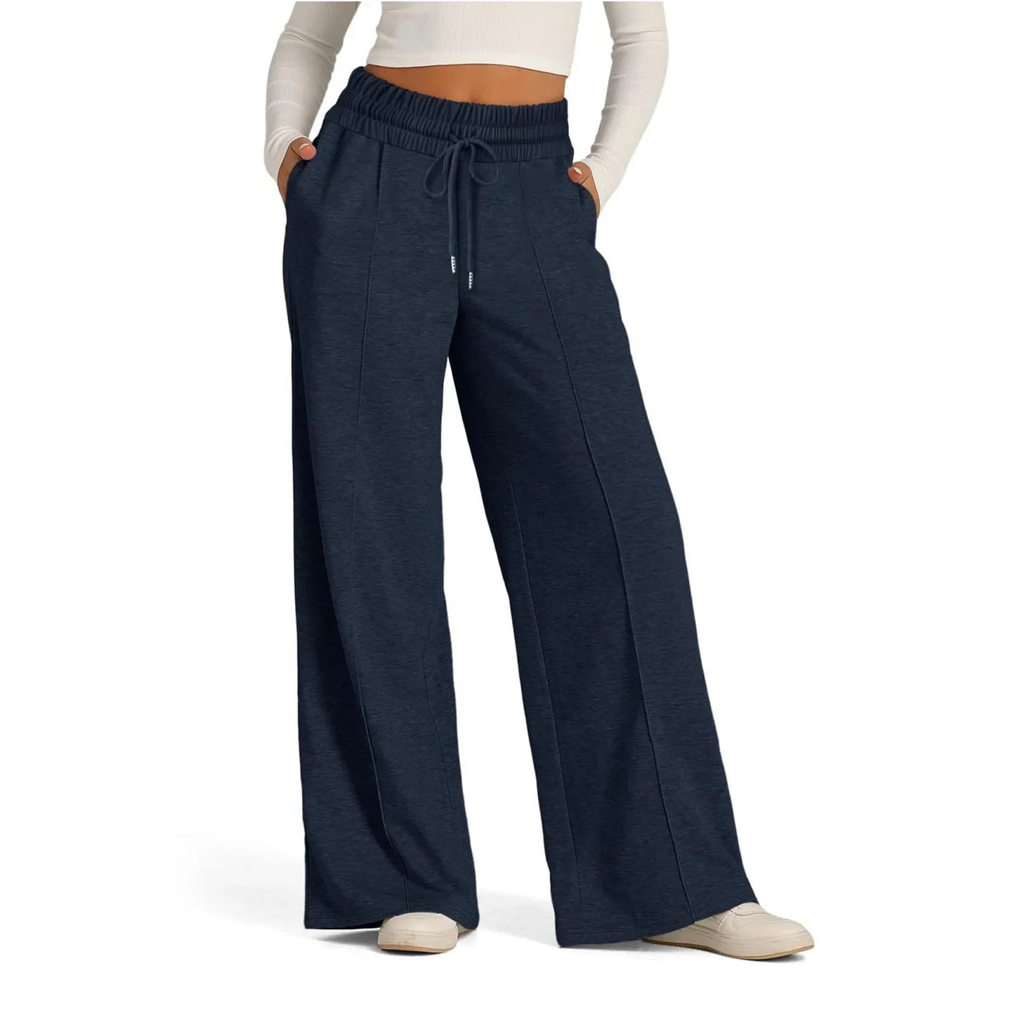 Women's Fleece Lined Wide Leg Sweatpants – High Waist Joggers