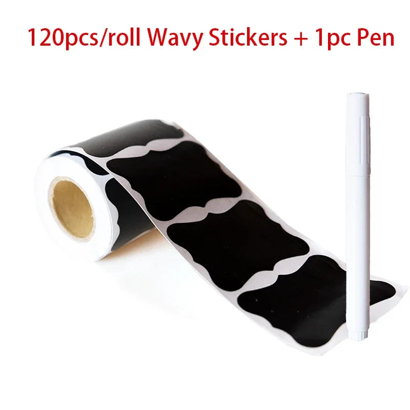 Black Waterproof Reusable Chalkboard Label Stickers for Jars