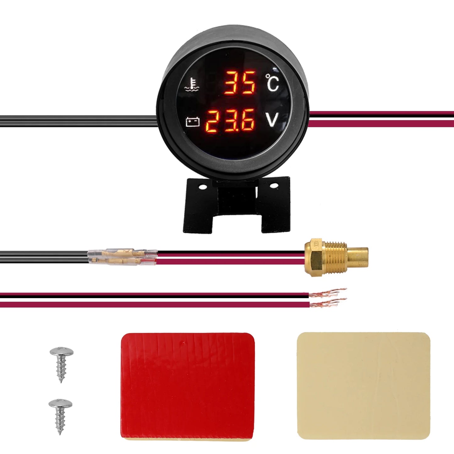 2-in-1 Digital Water Temp Gauge & Voltmeter | 12V 24V KKMOON
