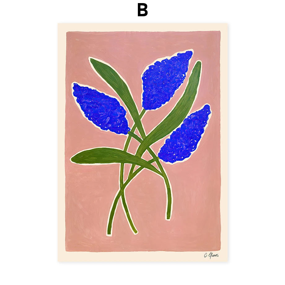 Abstract Floral Vase Canvas Wall Art | Boho Living Room Decor