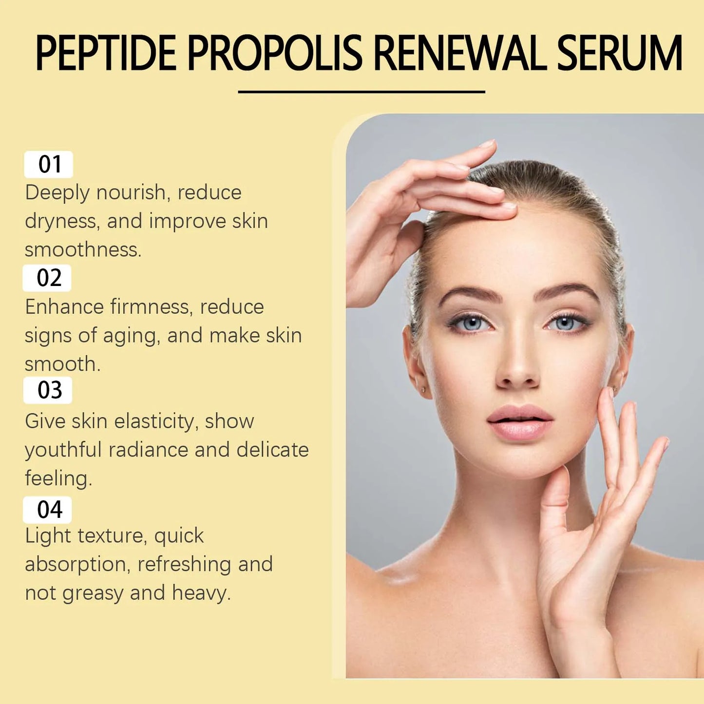 Peptide Propolis Face Serum Reduce Dryness Firming Lifting Anti Redness Renewal Smoothing Nourishing Repair Damaged Skin Essence Peaceful Pleasures Health and Wellness