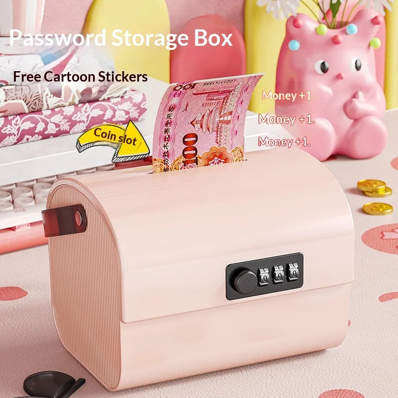 Large Capacity Combination Lock Money Bank Storage Box Cartoon Password Cash Coin Saver Organizer for Bedroom Desk Decor Gift Peaceful Pleasures Health and Wellness