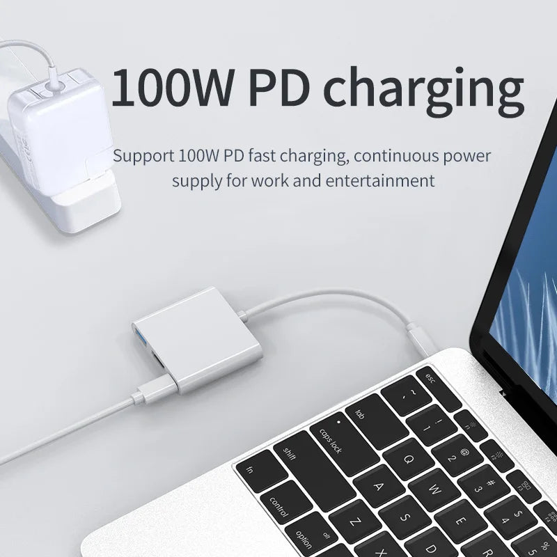 3-in-1 USB-C Hub: 4K HDMI, 100W PD & USB 3.0 | Gopala