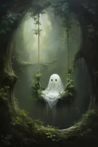 Halloween Ghost Forest Canvas Poster | Cute Wall Art Decor Canvas Wall Art Peaceful Pleasures Health and Wellness ZLH5145 30x45cm No Frame
