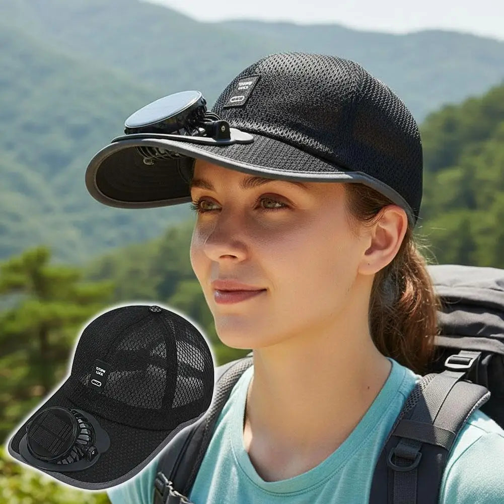 Solar Fan Baseball Cap | USB Rechargeable 600mAh | Breathable Mesh | Adjustable Sun Hat for Outdoor Summer Supplies Peaceful Pleasures Health and Wellness
