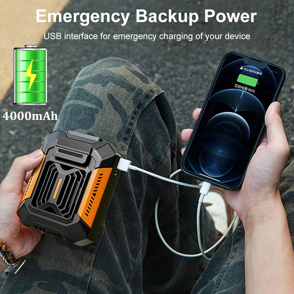 Portable Waist Fan Hanging Neck Fan Rechargeable Air Circulation Fan for Outdoor Sport Mini Bladeless Waist Fan with Power Bank Peaceful Pleasures Health and Wellness